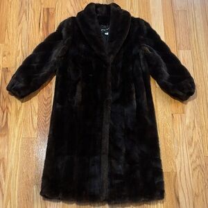 Luxurious Dark Brown Faux Fur Trench Coat